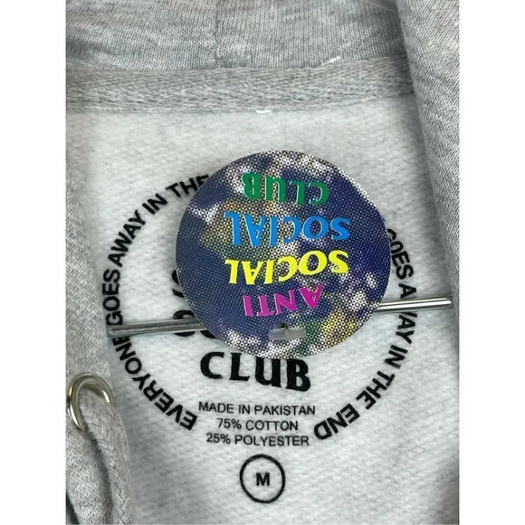 Anti Social Social Club Strawberry Slush Hoodie Pullover M Gray Green Spell Out - Picture 10 of 12